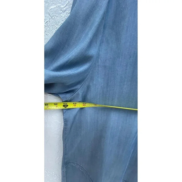 Chicos Womens Long Sleeve High Low Asymmetrical Denim Blue Top Sz 3 - Picture 6 of 11